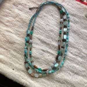 Silpada rare retired blue multi-strand beaded necklace - ocean hues